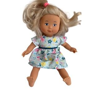 Corolle Baby Doll Girl Blonde Blue Floral Dress‎ Scented Soft Body Toy pretend